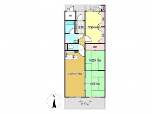 佐賀市神野東、中古マンションの間取り画像です