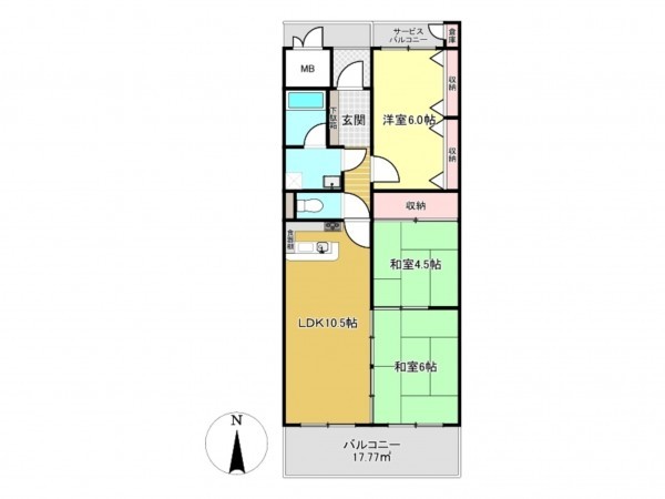 佐賀市神野東、中古マンションの間取り画像です