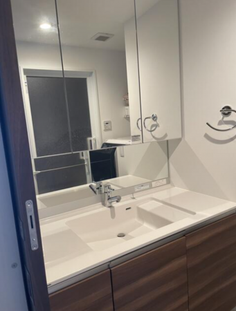 佐賀市八丁畷町、中古マンションの洗面画像です