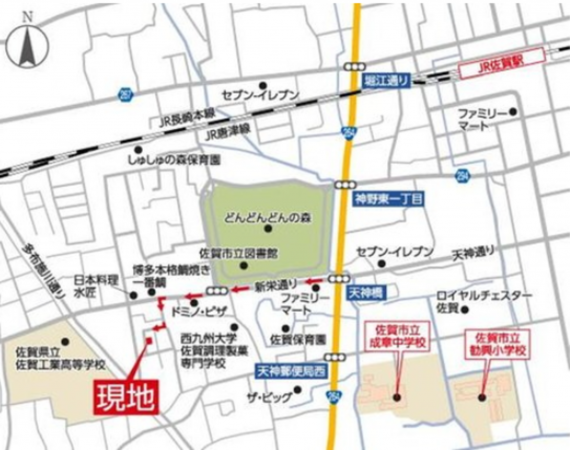佐賀市多布施、新築一戸建ての地図画像です