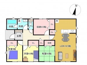 佐賀市駅前中央、新築一戸建ての間取り画像です