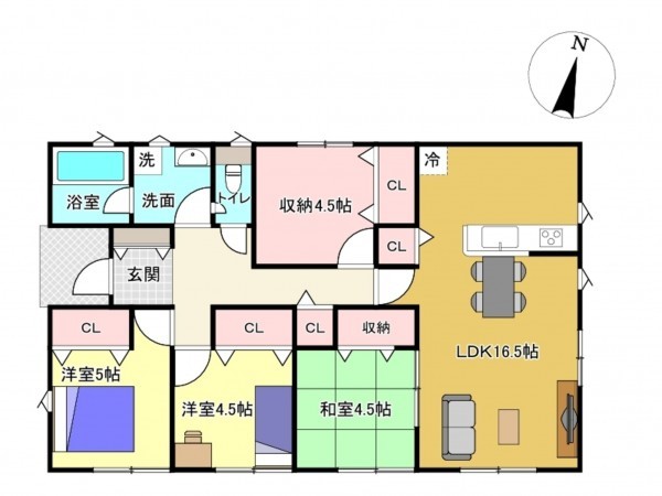 佐賀市駅前中央、新築一戸建ての間取り画像です