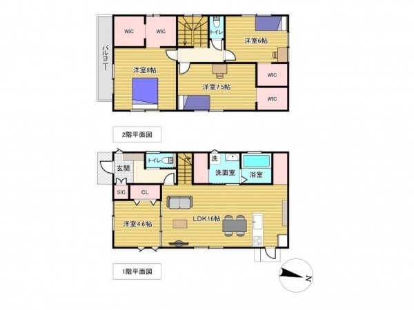 佐賀市八戸溝、新築一戸建ての間取り画像です