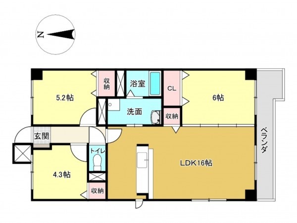 佐賀市鍋島、中古マンションの間取り画像です