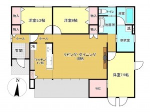 佐賀市神野西、新築一戸建ての間取り画像です