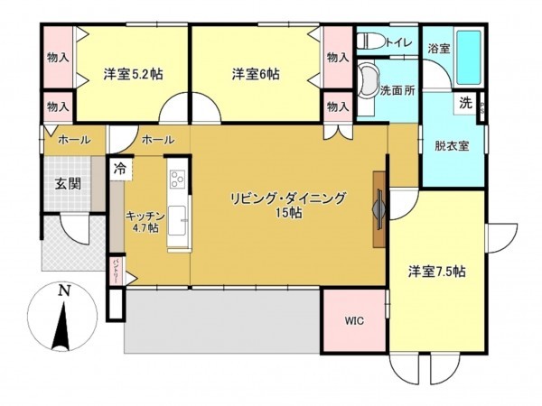 佐賀市神野西、新築一戸建ての間取り画像です