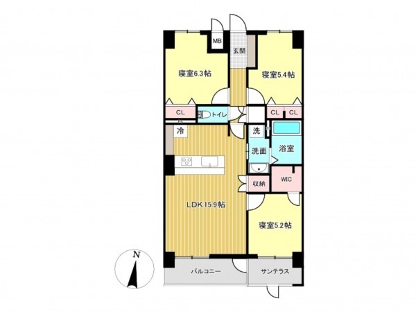 佐賀市駅前中央、中古マンションの間取り画像です