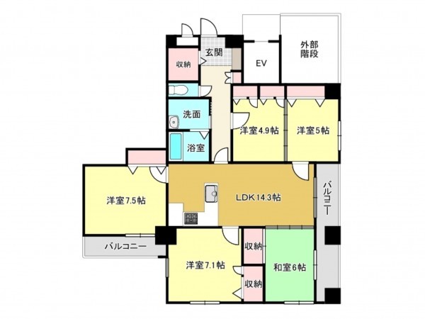 佐賀市駅前中央、中古マンションの間取り画像です