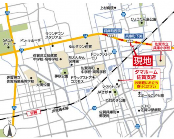 佐賀市兵庫町、新築一戸建ての地図画像です