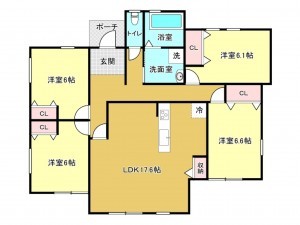佐賀市高木瀬西、中古一戸建ての間取り画像です