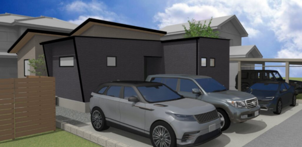 佐賀市高木瀬東、新築一戸建ての完成予想図（外観）画像です