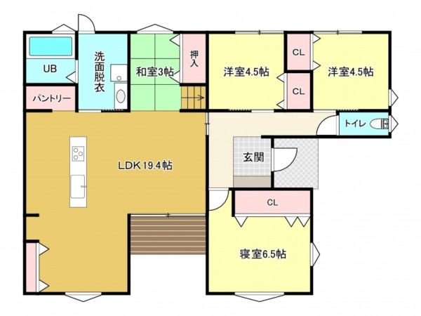 佐賀市高木瀬東、新築一戸建ての間取り画像です