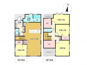 佐賀市若楠、新築一戸建ての間取り画像です