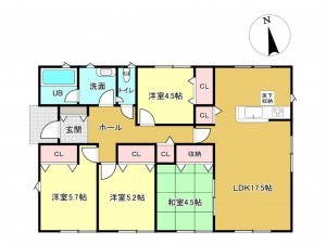 佐賀市大和町、新築一戸建ての間取り画像です