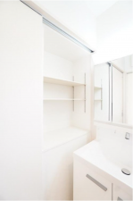 佐賀市鍋島町、新築一戸建ての洗面画像です