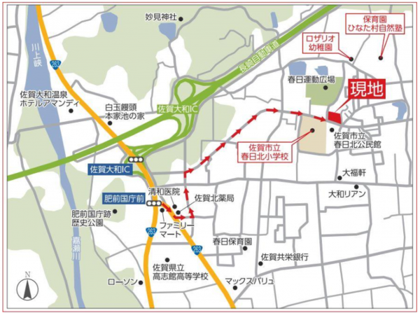 佐賀市大和町、新築一戸建ての地図画像です