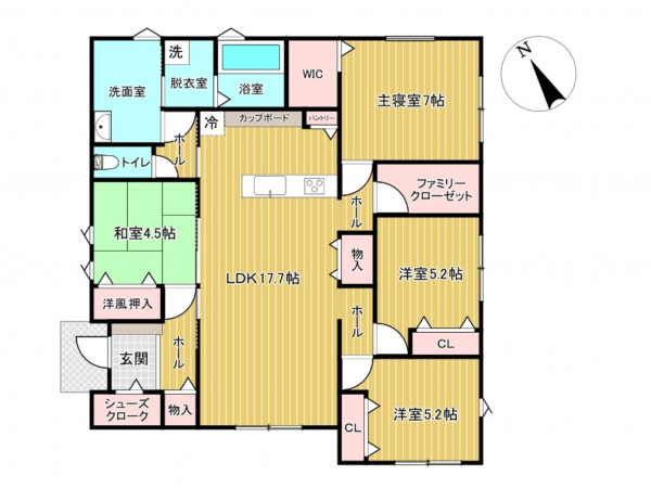 佐賀市大和町、新築一戸建ての間取り画像です