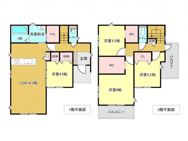 佐賀市高木瀬町、新築一戸建ての間取り画像です