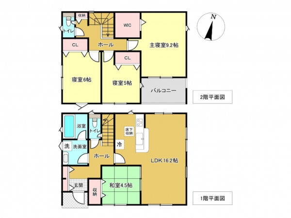 佐賀市高木瀬東、新築一戸建ての間取り画像です