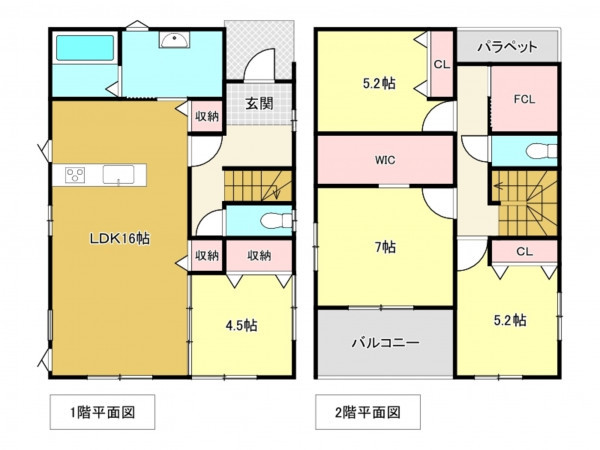 佐賀市高木瀬町、新築一戸建ての間取り画像です