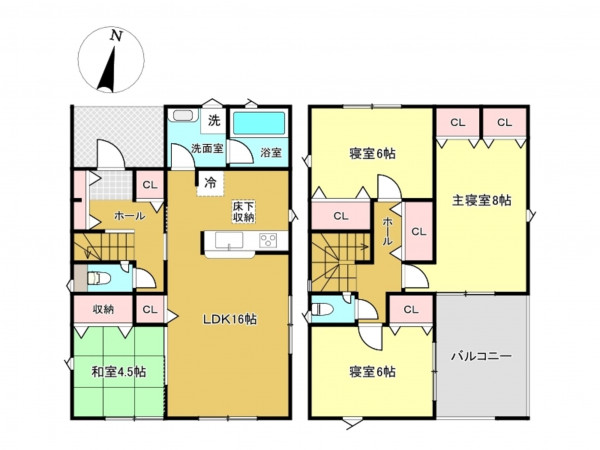 佐賀市高木瀬東、新築一戸建ての間取り画像です