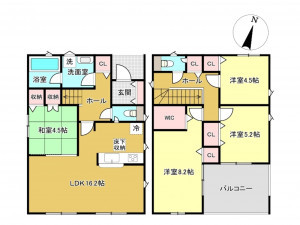 佐賀市高木瀬東、新築一戸建ての間取り画像です