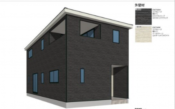佐賀市高木瀬西、新築一戸建ての完成予想図（外観）画像です