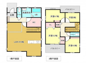 佐賀市開成、新築一戸建ての間取り画像です
