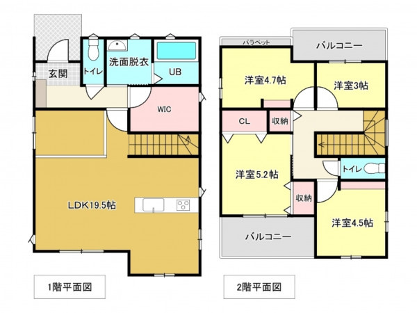 佐賀市開成、新築一戸建ての間取り画像です
