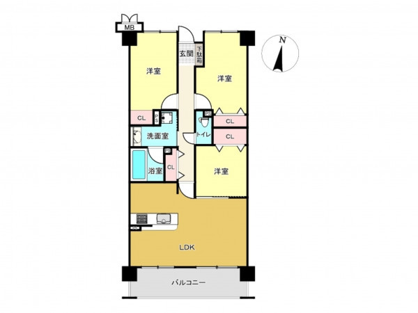 佐賀市神野西、中古マンションの間取り画像です