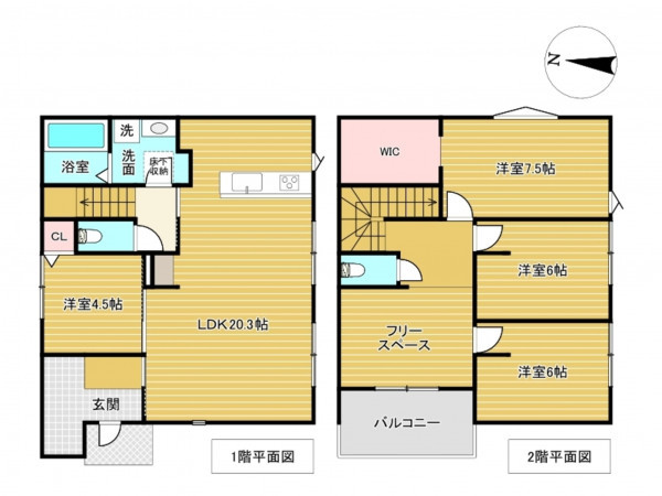 佐賀市若楠、新築一戸建ての間取り画像です