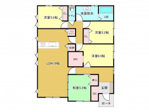 佐賀市大和町、新築一戸建ての間取り画像です