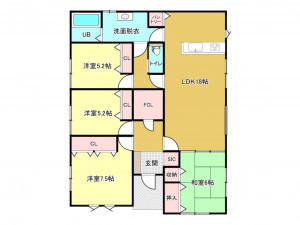 佐賀市大和町、新築一戸建ての間取り画像です