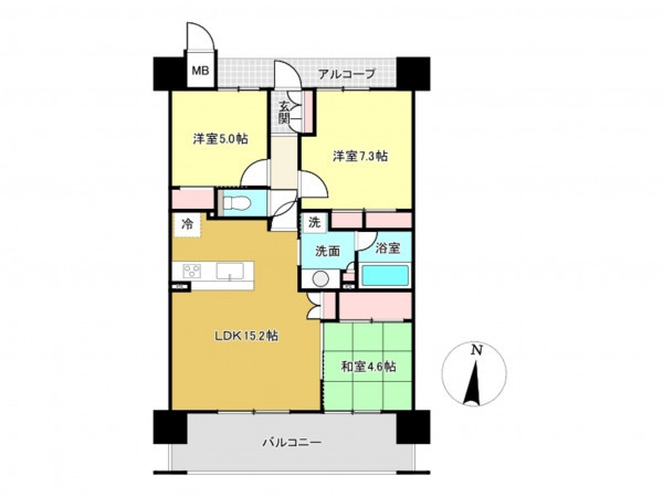 佐賀市卸本町、中古マンションの間取り画像です