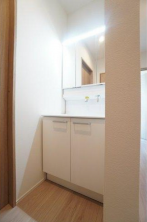 佐賀市金立町、新築一戸建ての洗面画像です