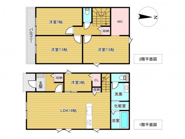 佐賀市高木瀬西、新築一戸建ての間取り画像です