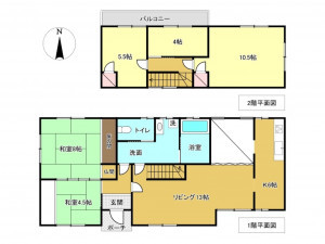 佐賀市大和町、中古一戸建ての間取り画像です