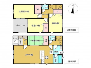 佐賀市高木瀬町、新築一戸建ての間取り画像です