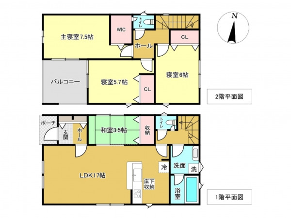 佐賀市高木瀬町、新築一戸建ての間取り画像です
