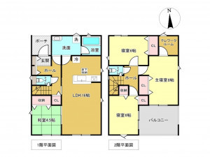 佐賀市高木瀬東、新築一戸建ての間取り画像です