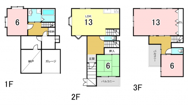八尾市南本町、中古一戸建ての間取り画像です