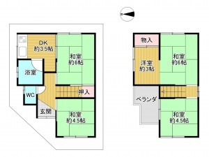 八尾市南本町、中古一戸建ての間取り画像です