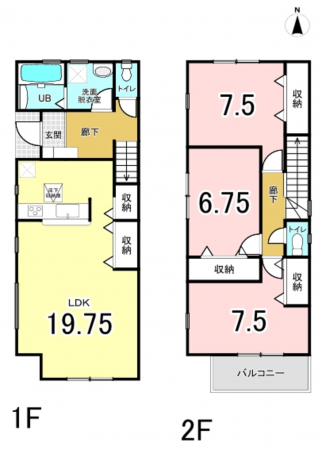 八尾市高安町南、新築一戸建ての間取り画像です