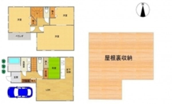 八尾市中田、中古一戸建ての間取り画像です