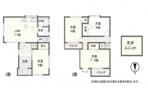 八尾市刑部、中古一戸建ての間取り画像です
