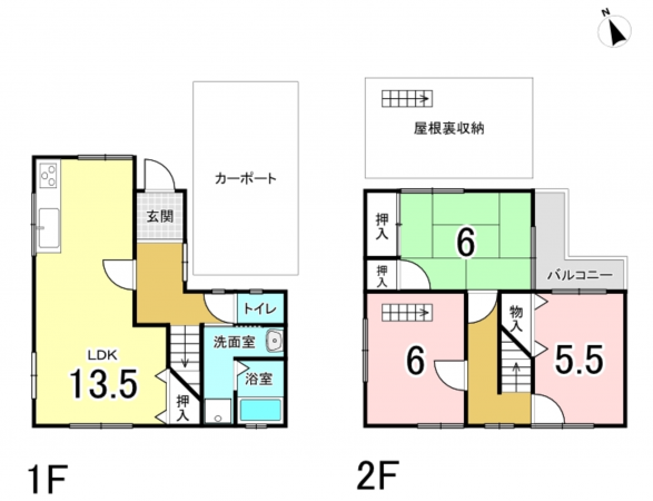 八尾市南本町、中古一戸建ての間取り画像です