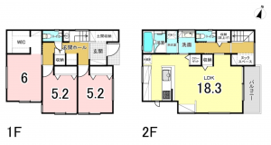 八尾市南本町、新築一戸建ての間取り画像です