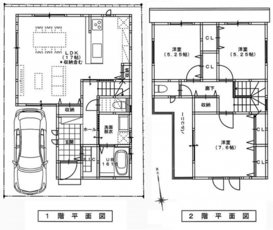 八尾市明美町、中古一戸建ての間取り画像です