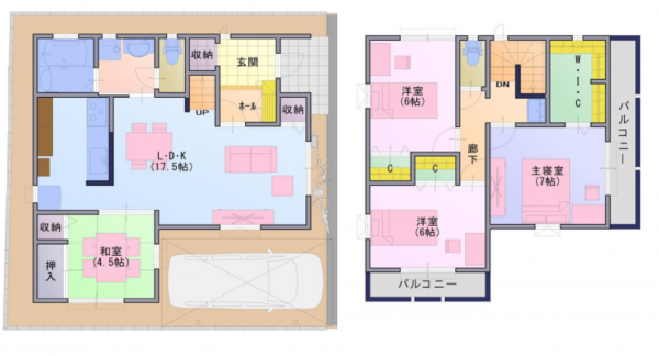 八尾市東町、新築一戸建ての間取り画像です