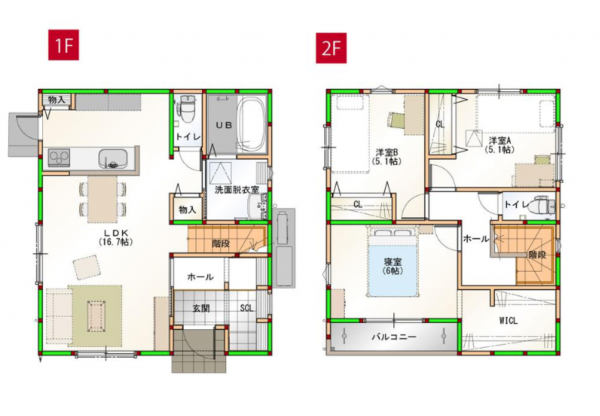 八尾市垣内、新築一戸建ての間取り画像です